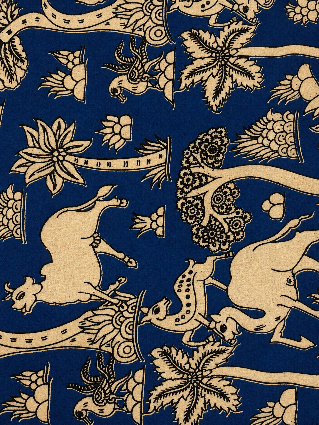 Blue Animal Motif Silk Duppatta
