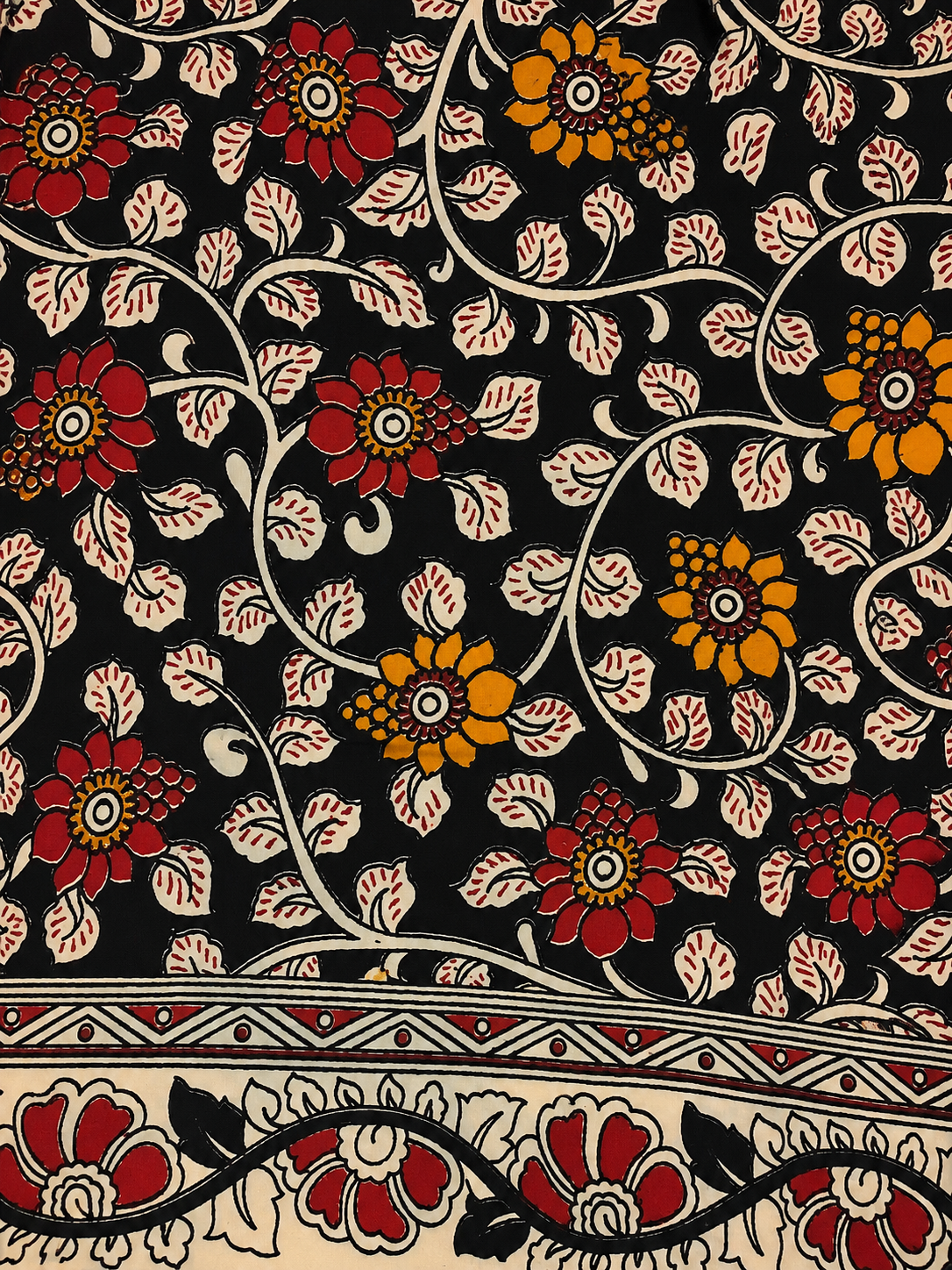 Black and Red Floral Print  CottonDuppatta