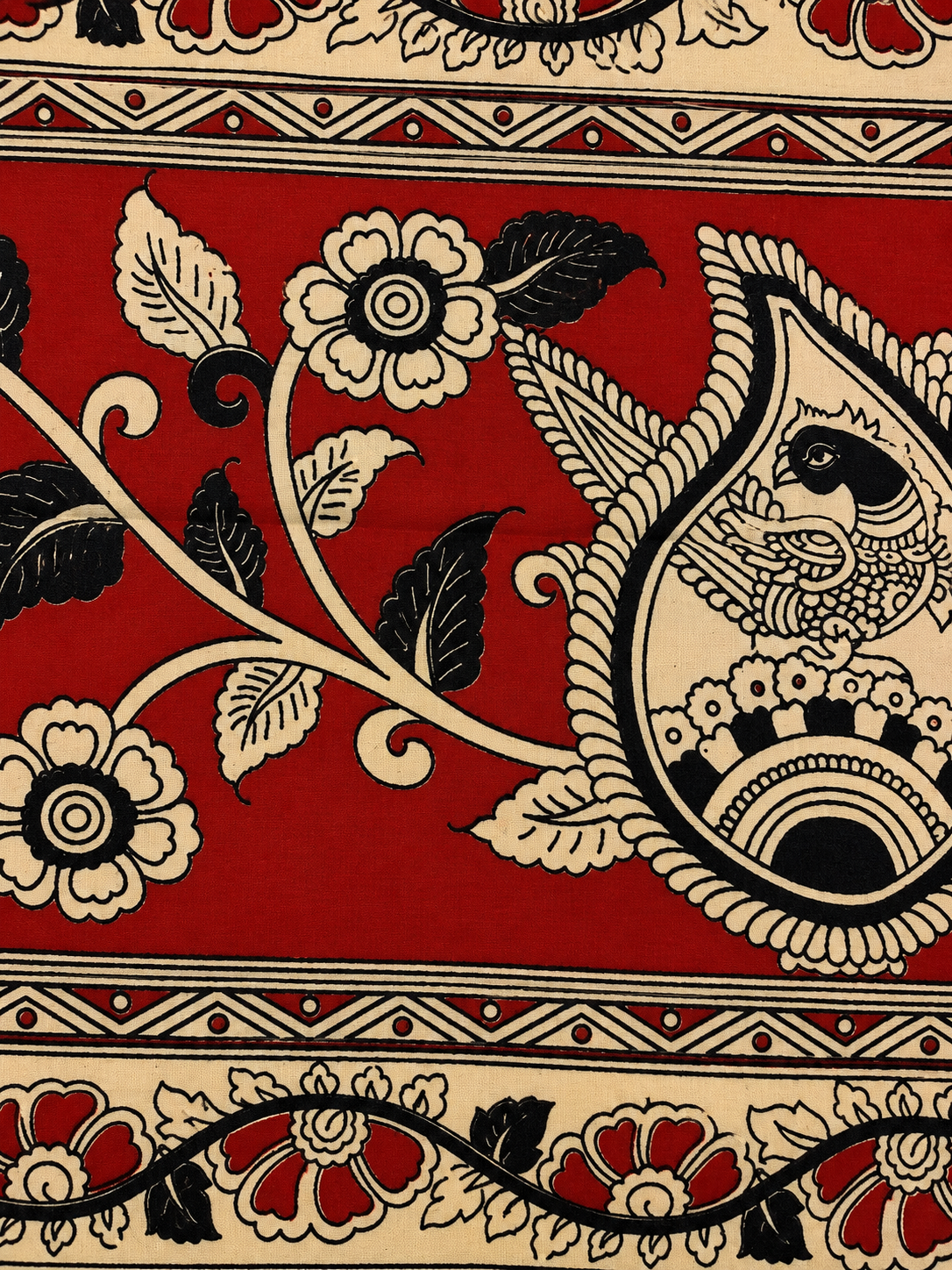Black and Red Floral Print  CottonDuppatta