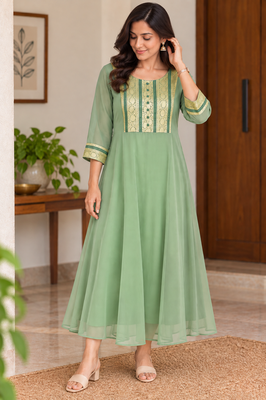 Georgette Aline with border neck pattern