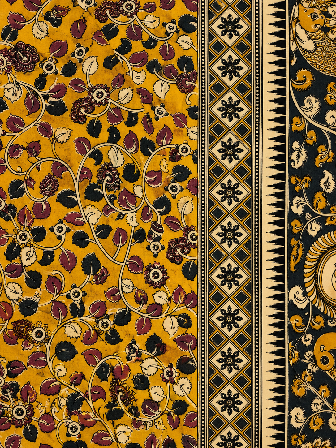 Yellow floral print Silk Duppatta