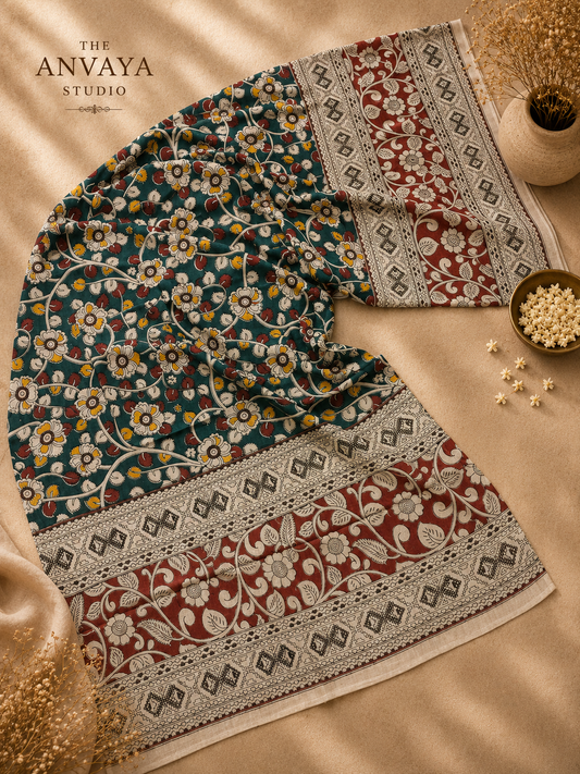 Green floral Cotton duppatta