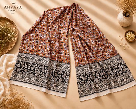 Mustard Yellow floral print cotton Duppatta