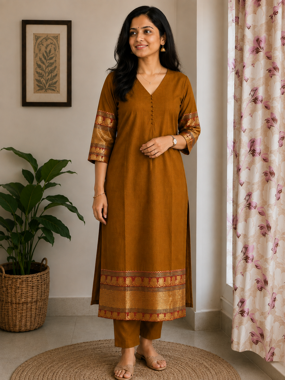 Straight Cut Soft silk Kurti
