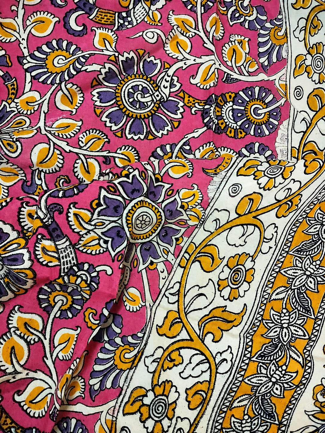 Pink Floral Print Silk duppatta