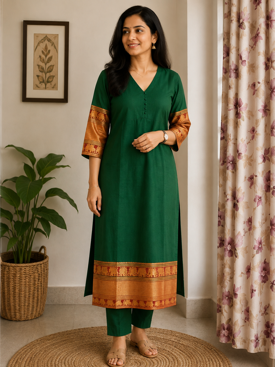 Straight Cut Soft silk Kurti