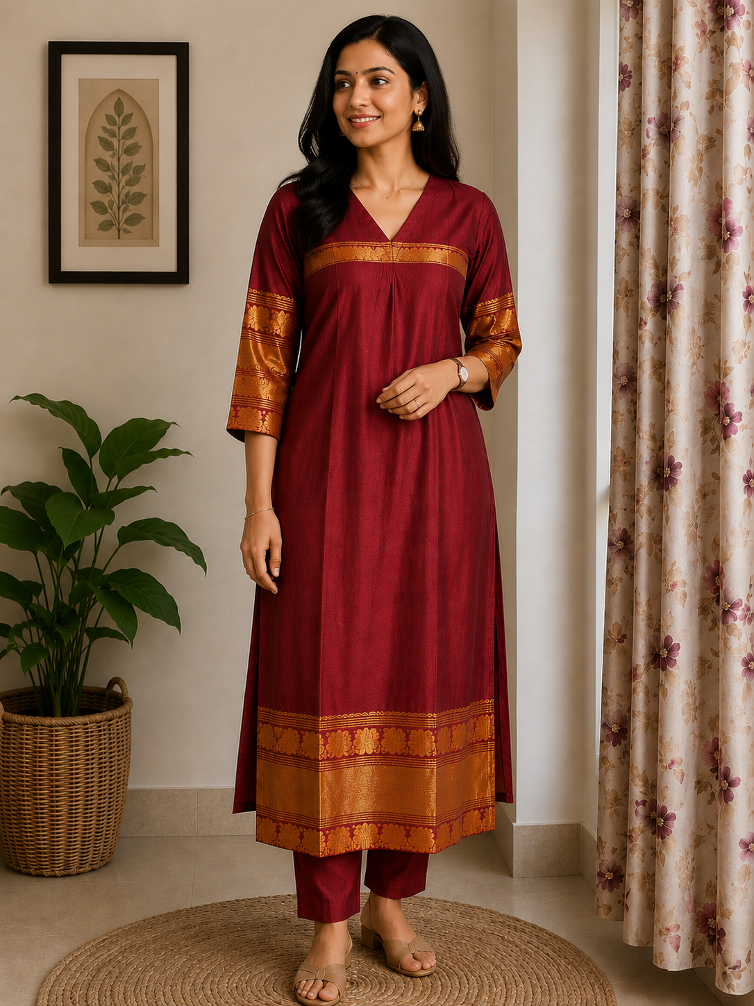 Straight Cut Soft silk Kurti