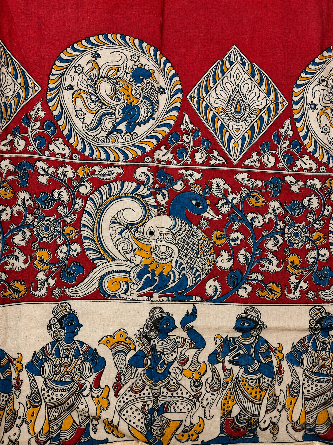 Red Swan Motif cotton tussel Duppatta