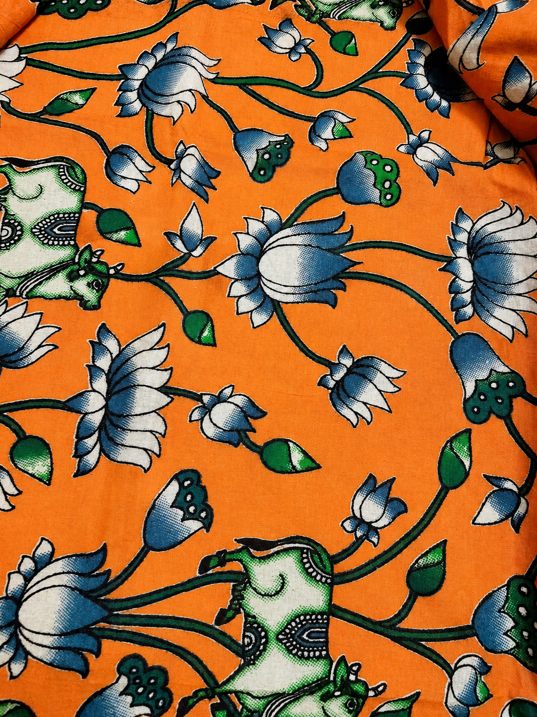 Orange Floral Cotton Duppatta