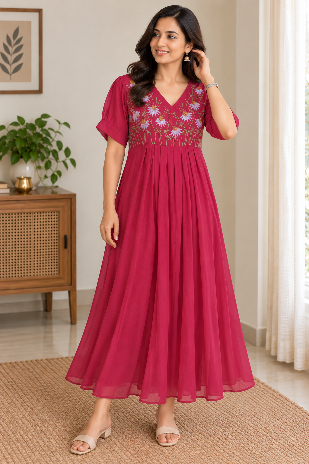 Georgette Floral neck frock
