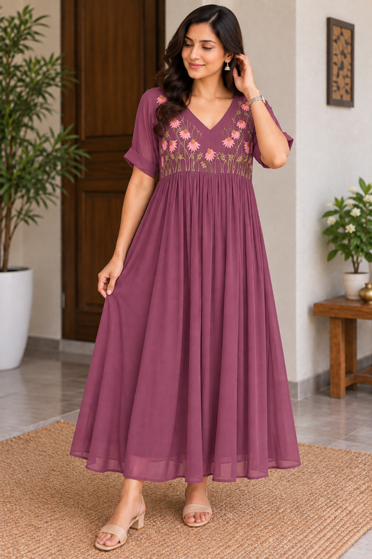 Georgette Floral neck frock