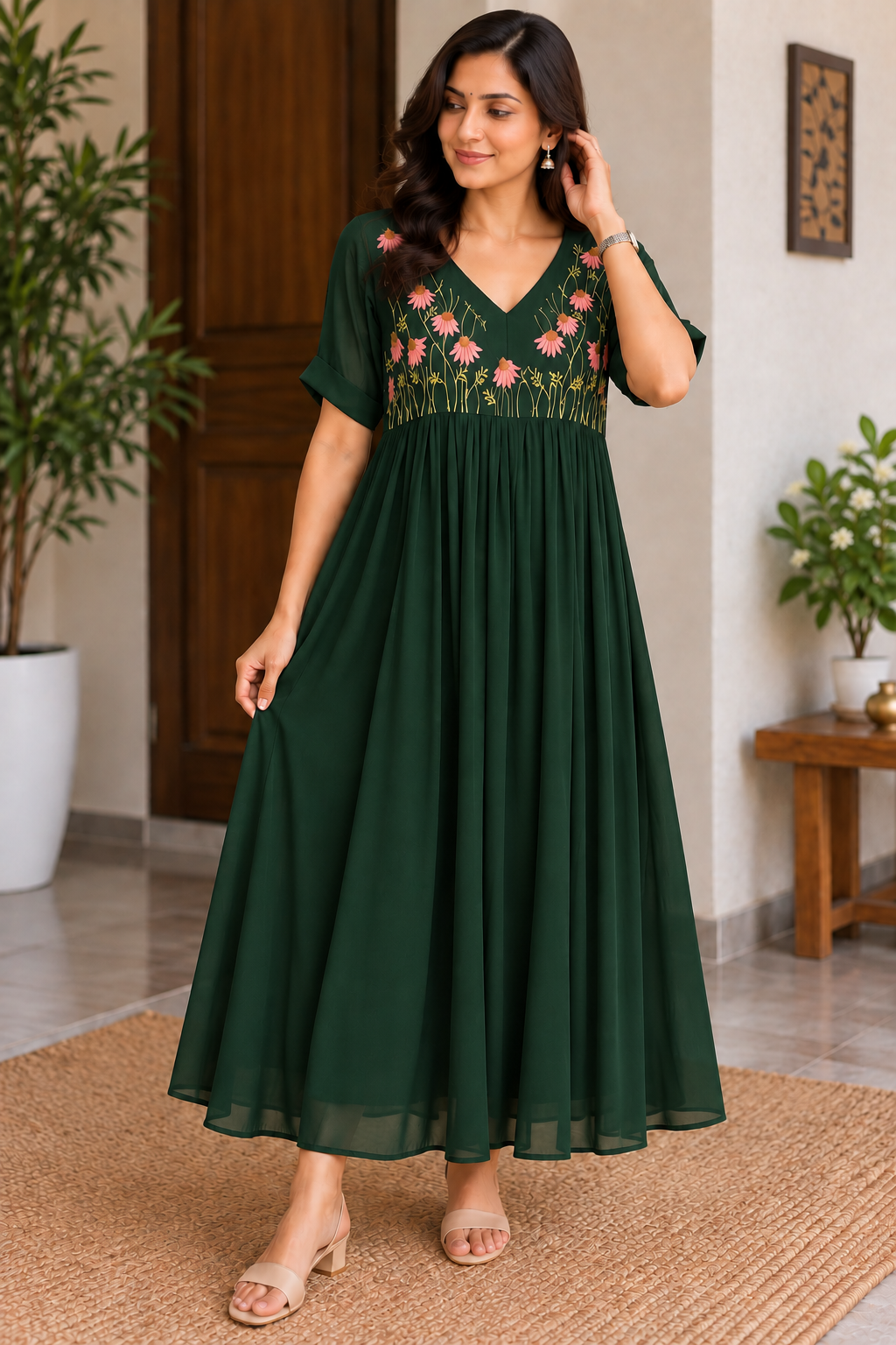 Georgette Floral neck frock