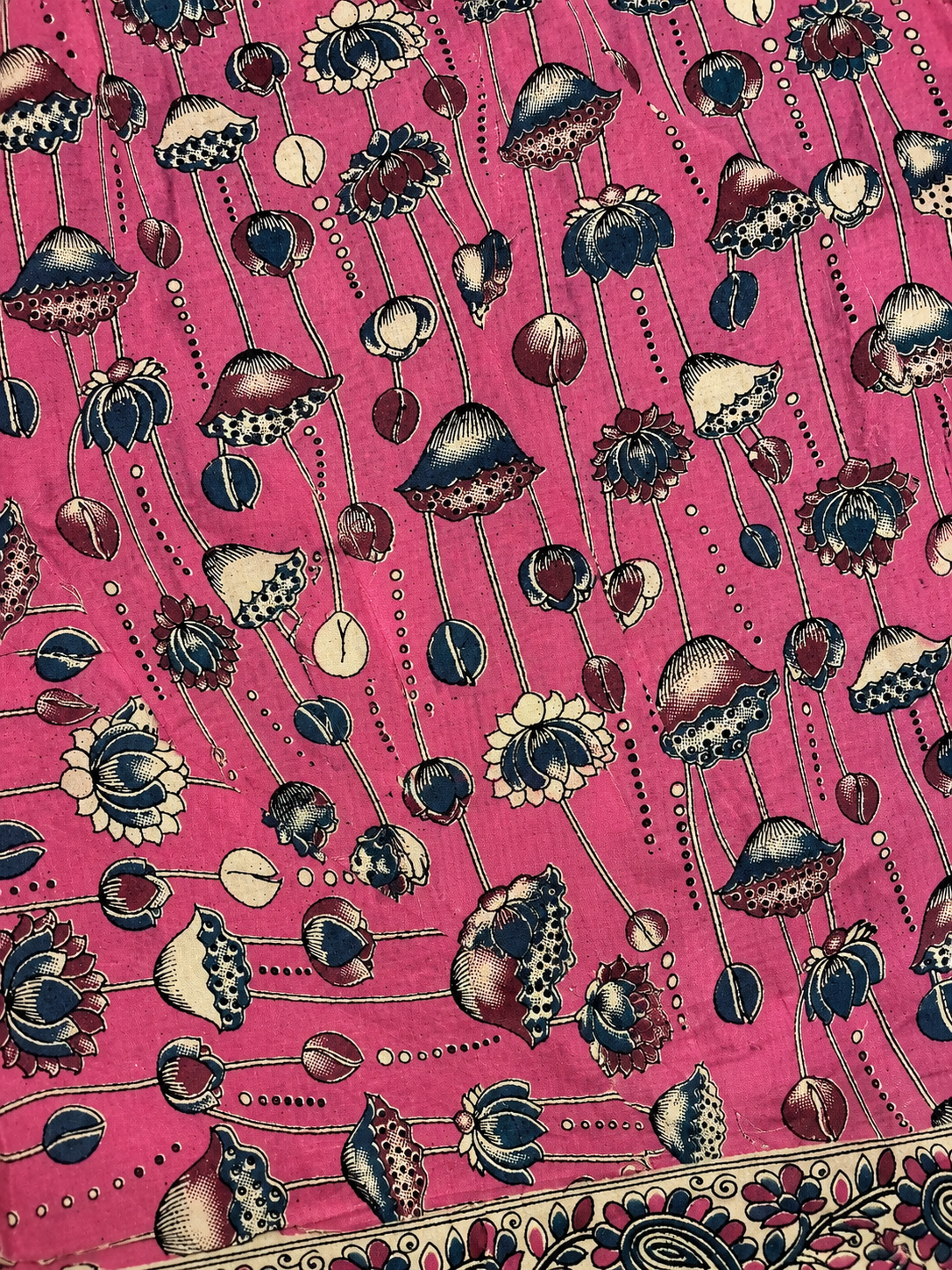 Pink And Blue floral Print Silk duppatta