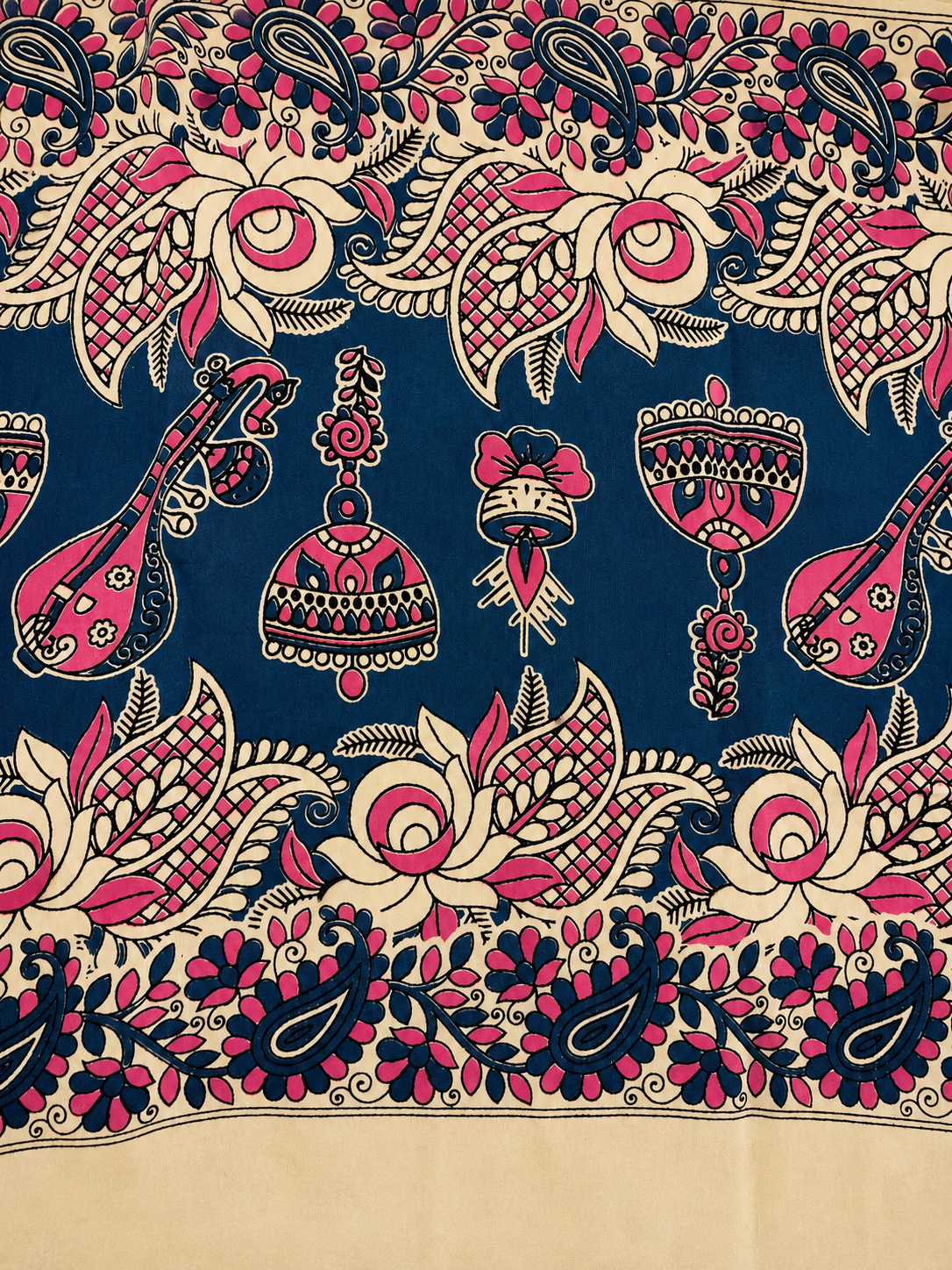 Pink And Blue floral Print Silk duppatta