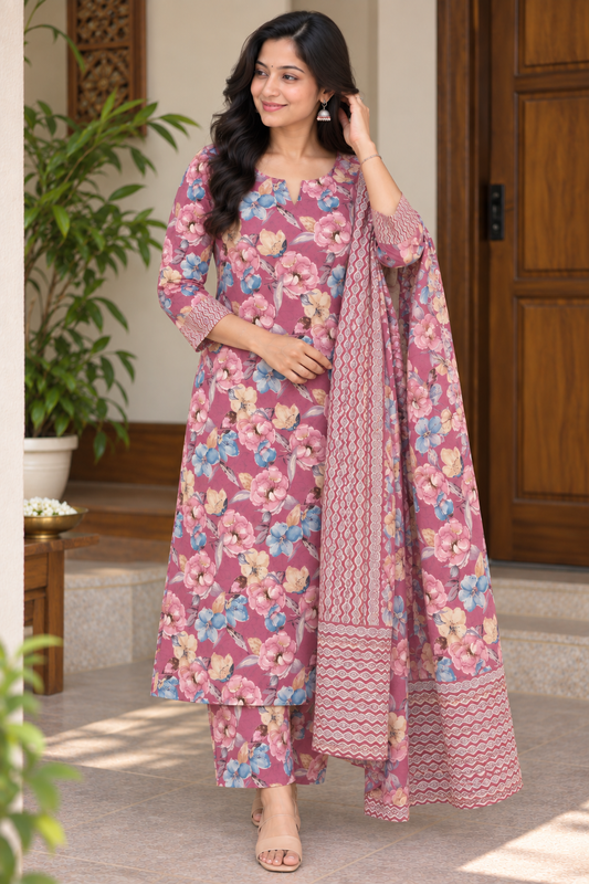 Floral print Cotton 3 piece Set