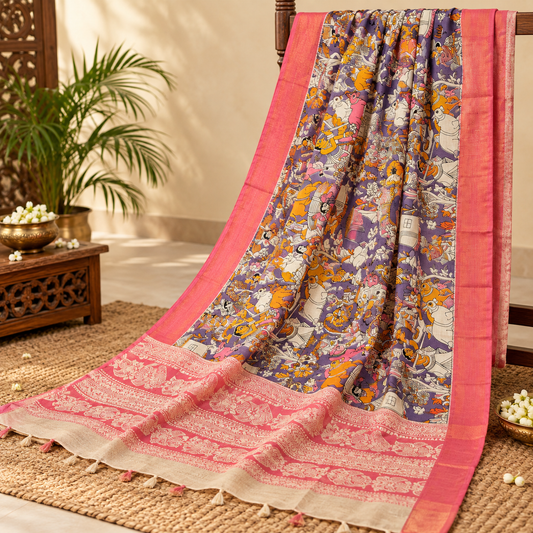 Lavender pink chenuri silk duppatta