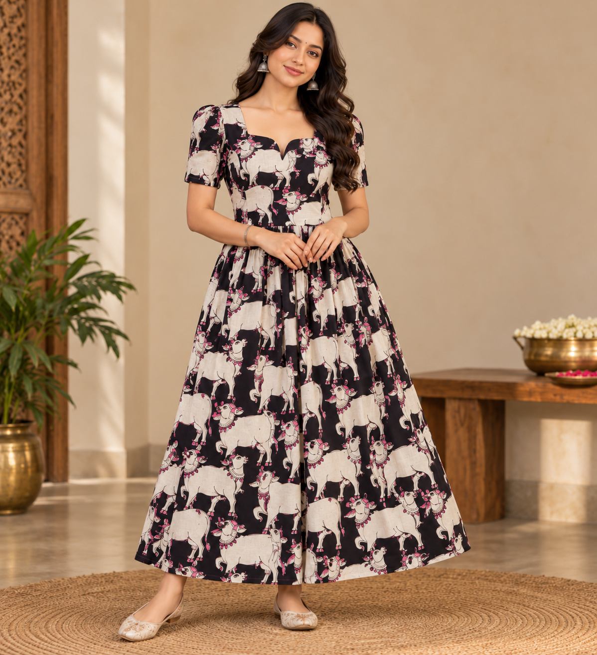 Black and white Cow print frock